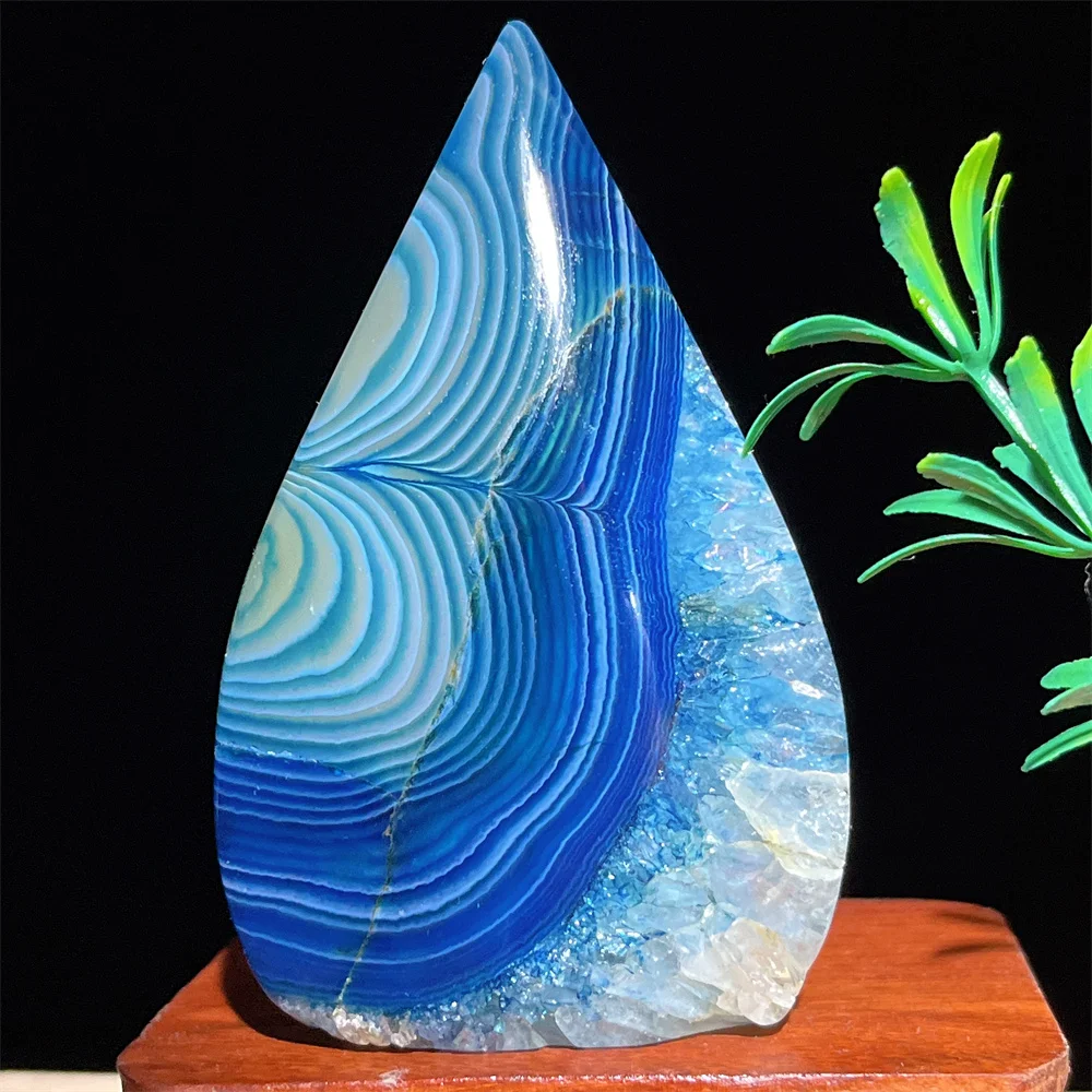 Blue Lace Agate Flame Line Point Natural Crystal Stone Quartz Decoration  Ornaments Energy Healing Reiki Gemstone Home Minerals