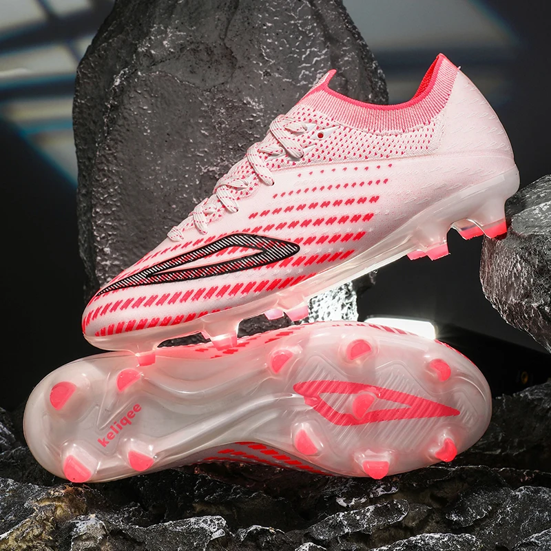 Professional Match Adult AG FG Soccer Cleats Textured PU Upper High-friction TPU Stud Anti-slip Boost Ball Control For Grass