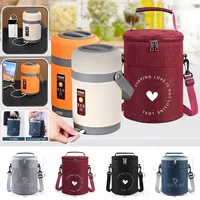 1.6L/2L USB Electric Heated Lunch Box Stainless Steel Food Warmer Bento Lunch Box Container Office Worker Student Cooler Bag
