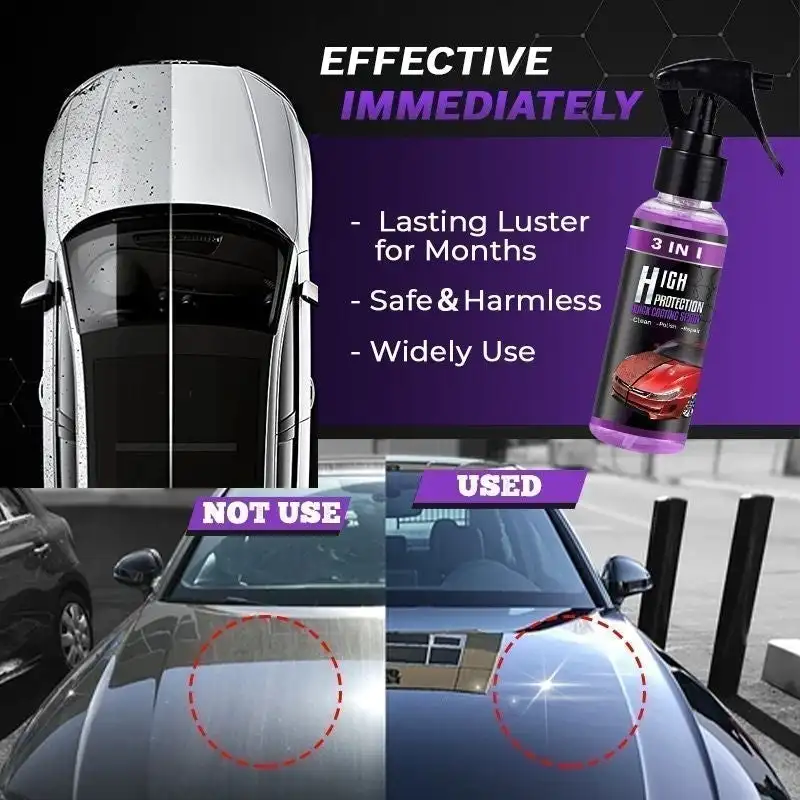 3 in 1 SHINE ARMOR Fortify Quick Coat Ceramic Coating Car Wax Polish Spray Waterless Car Wash&Wax Hydrophobic Top Coat Polish