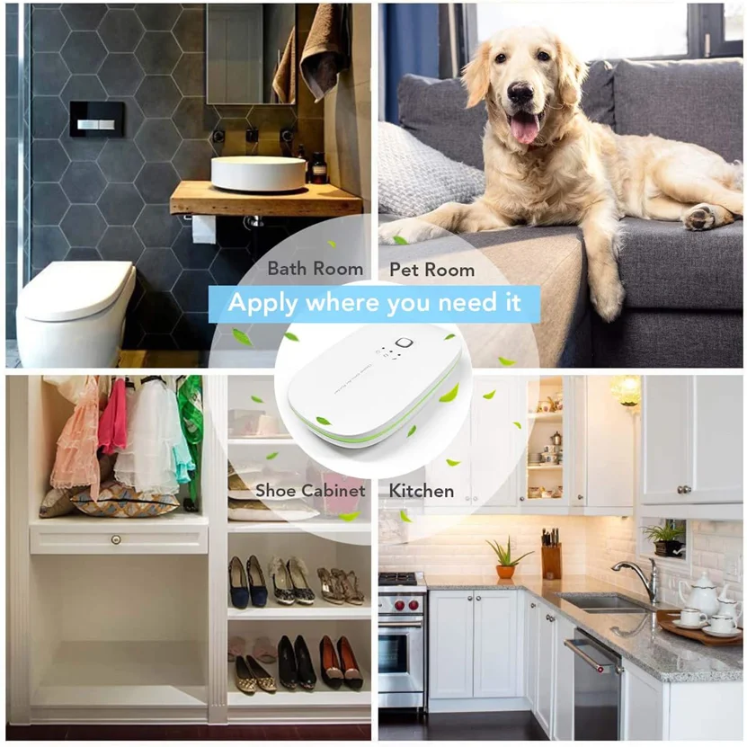 Ozone & Anion Air Purifier 2 in 1 Plug in, Compact Size, Purifying Air Eliminate Odor For Pet Room Toilet Kitchen US Plug