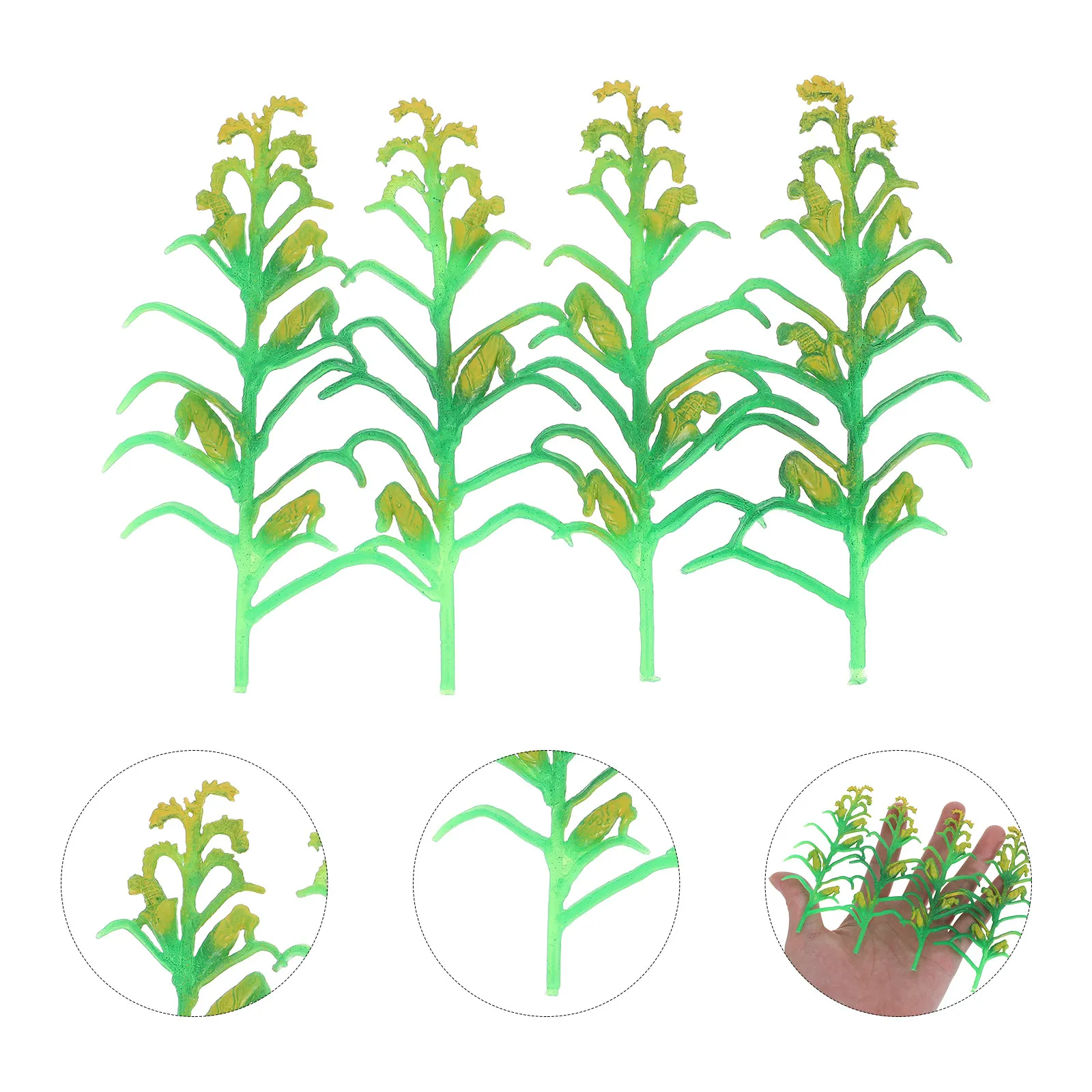 

4Pcs Fake Miniature Corn Stalks for Crafts Railway Scenery Tufts Miniature Agriculture Plants Plastic Crop for Sand Table