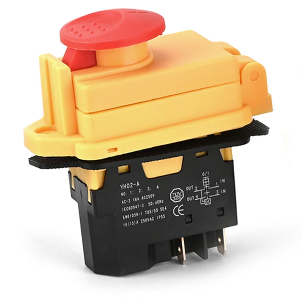 YH02-A Electromagnetic Switch 250V 16A 4PIN Start Push Button for Machine Tool Equipment