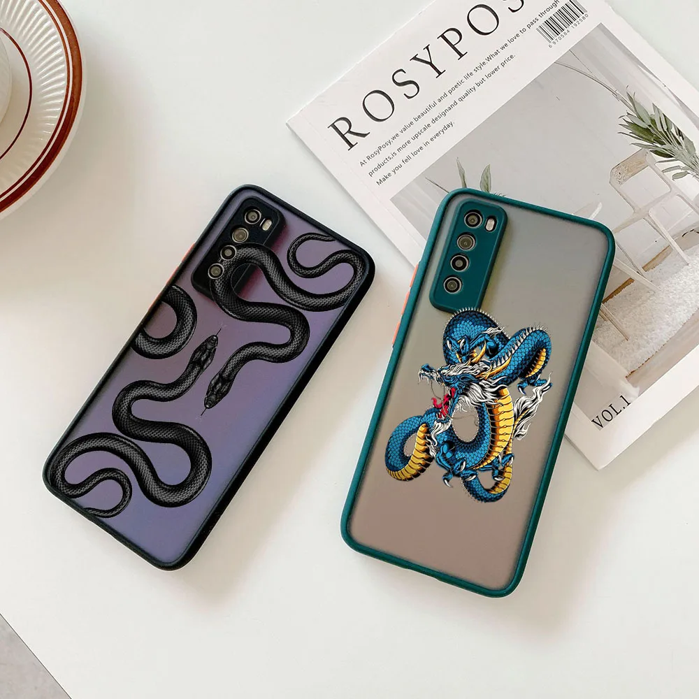 Cases For Redmi 9 9a 9c 10c 10a Note 7 8 10 9s 10s 8t Xiaomi 9T 10T Pro Snake Cobra Python Frosted Translucent Funda Phone Case image 2