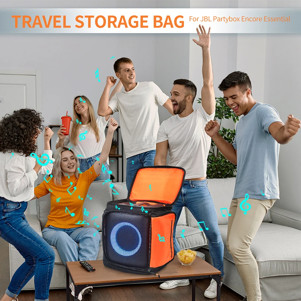 حقائب كتف مكبر الصوت المحمولة ذات سعة كبيرة لتخزين مكبر الصوت مع حزام قابل للتعديل لـ JBL PartyBox Encore Essential