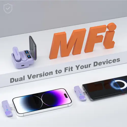 Imagen 2 del producto COMICA Vimo S 2,4G micrófono Lavalier inalámbrico con estuche de carga accesorios con licencia MFi para iPhone Android micrófono de entrevista