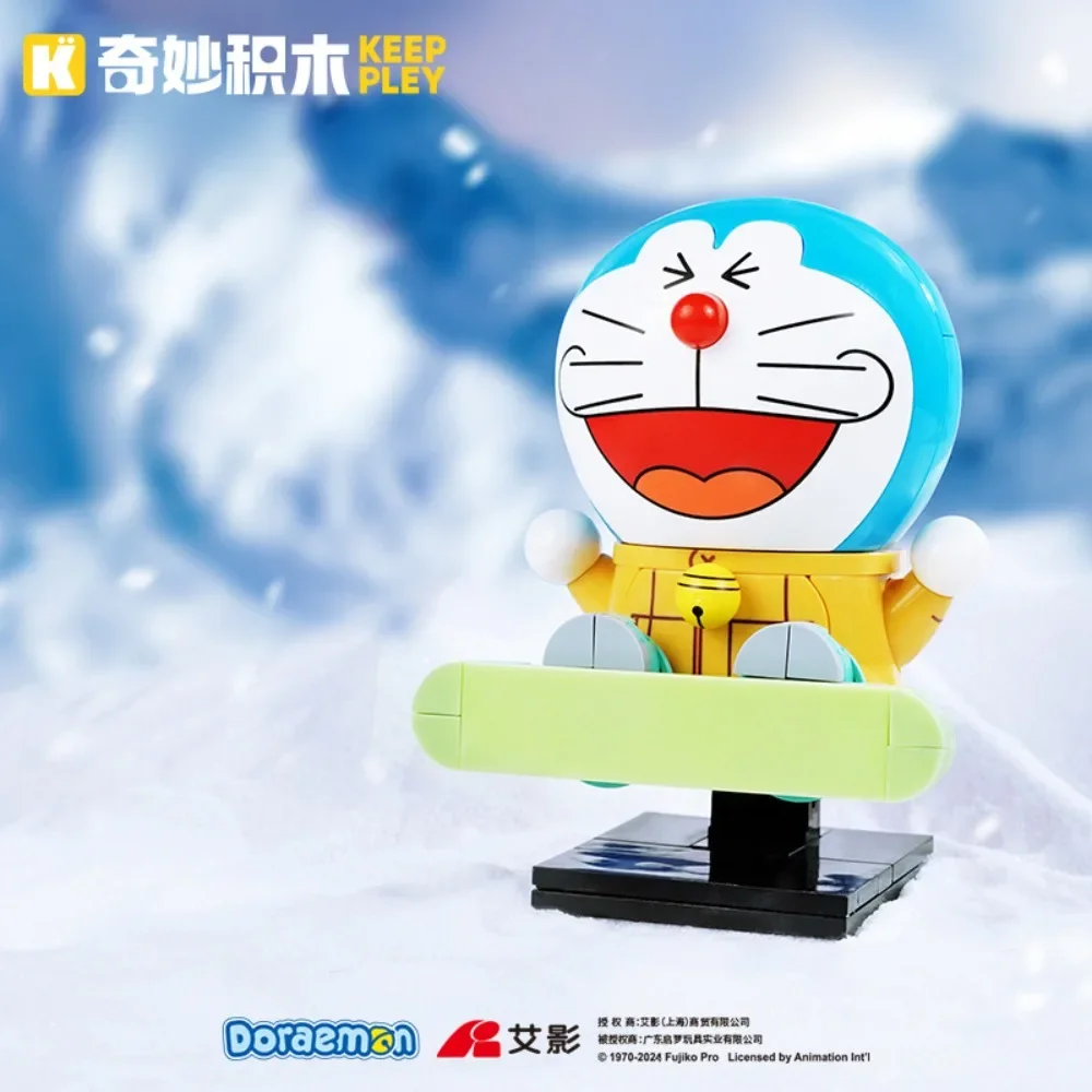 Keeppley Doraemon Series Funny Little Chicken Astronaut Skiing Cute Puzzle Building Block Toy Decorative Ornaments Birthday Gift