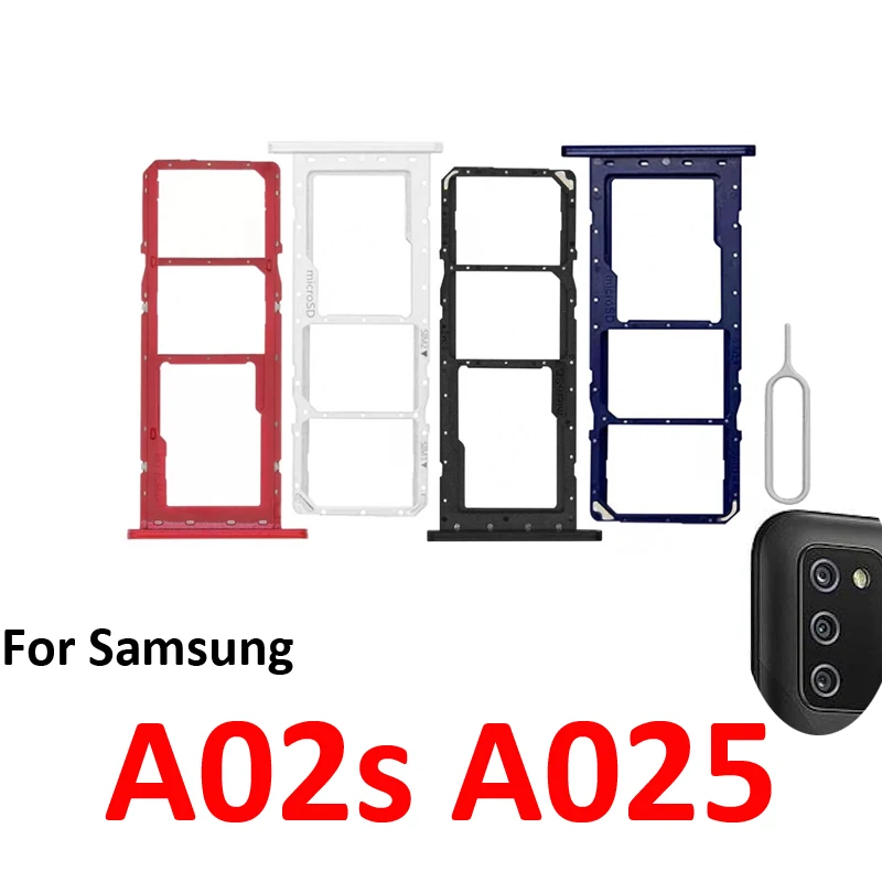 For Samsung Galaxy A02s A025 A025F Phone SIM Tray Micro SD Chip Card Slot Drawer Holder Pocket Single Dual Parts Black Blue