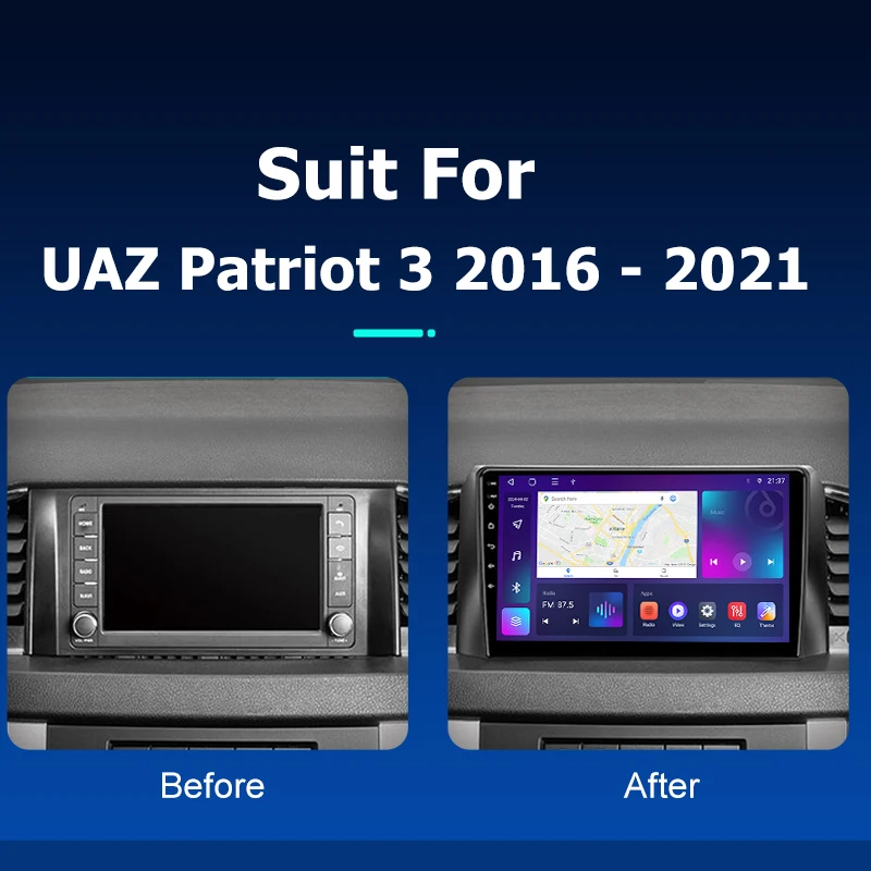 9'' Android 12.0 Car Radio for UAZ Patriot 3 2016 - 2021 GPS Navigation Multimedia Player Carplay Stereo Head Unit