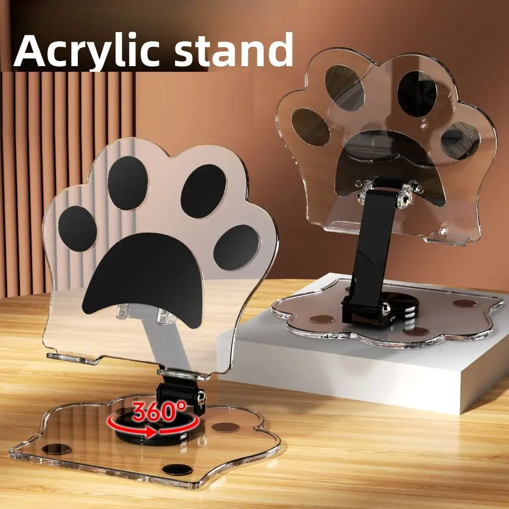 Stylish Cute Cat Paw Tablet Computer Stand Holder Rotatable Foldable Phone Desktop Mount Charger Compatible Acrylic Bracket Vlog