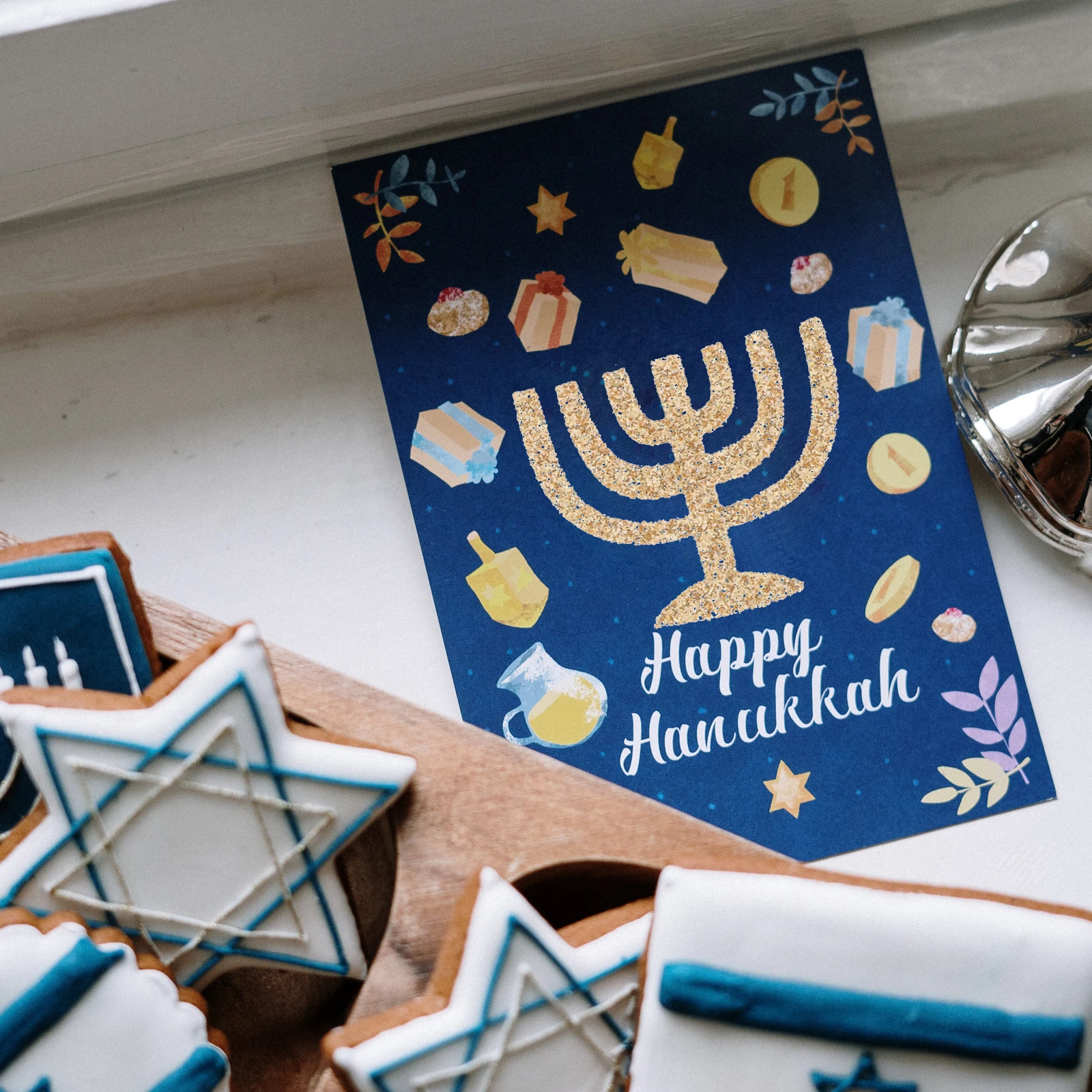 

50pcs Six-pointed Candlestick Hanukkah Party Decoration Non-woven Table Decorations Holiday Ornaments Festive Supplies DIY