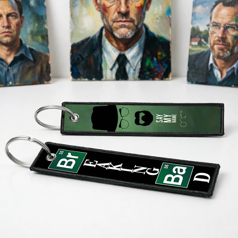 The Movie Breaking Bad Heisenberg Car Keychain for Driver Key Chain for Men Gifts Motorcycle Key Tag Embroidery Trinket