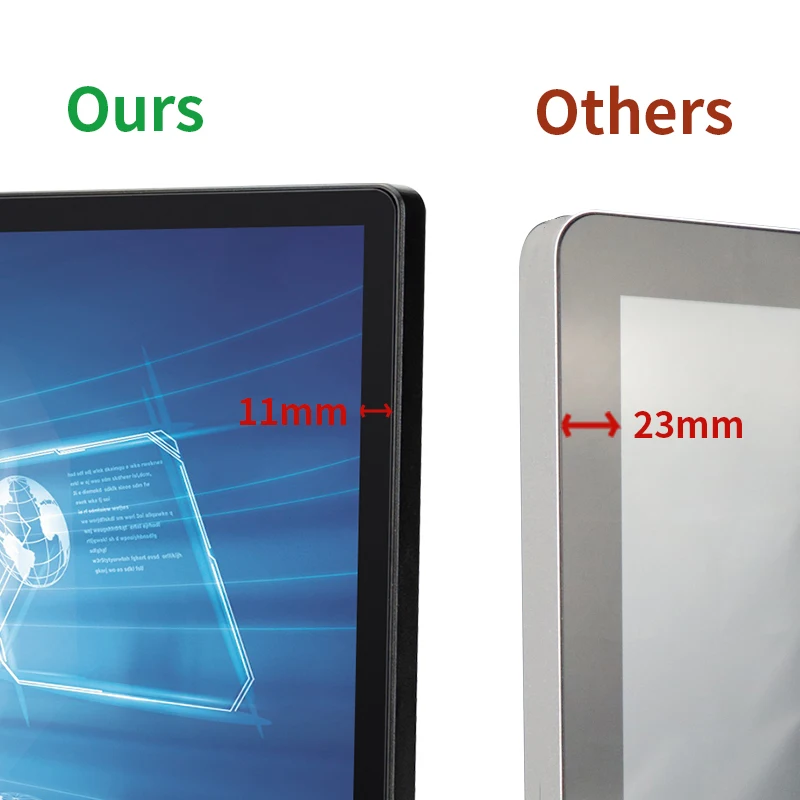 inch Front panel IP65 Narrow border waterproof digital signages/screen touch monitor