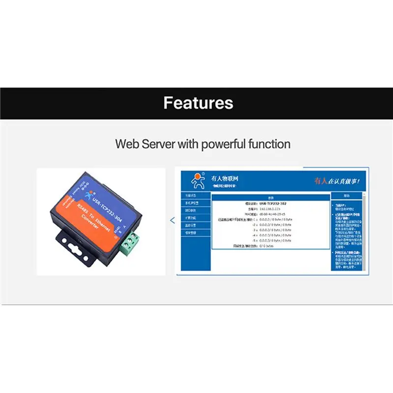 A02M-2X Modbus Serial Port RS485 To Ethernet Converter Server USR-TCP232-304 Data Transmission DHCP/DNS Supported