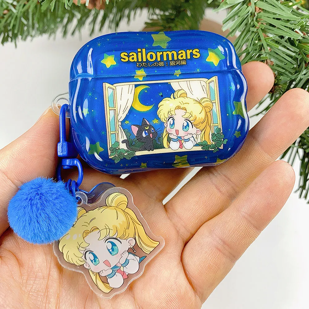 Funda para auriculares Airpods 4 2 3 1 Pro 3 2, bonita funda protectora dura con dibujos animados de Anime japonés Sailor Moon, auriculares inalámbricos con Bluetooth
