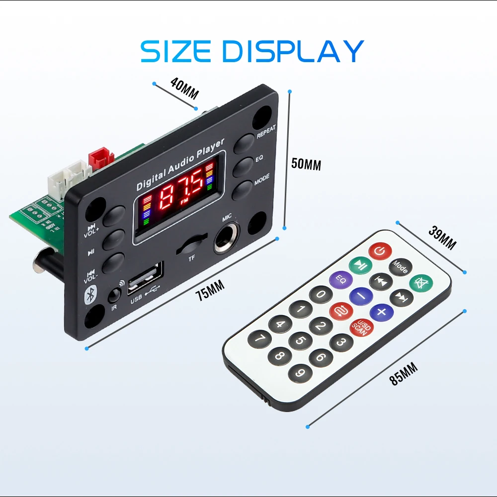 بلوتوث 5.0 MP3 فك مجلس 2*25 واط 50 واط مكبر للصوت مشغل الصوت 12 فولت لتقوم بها بنفسك مشغل MP3 سيارة راديو FM وحدة TF USB Mic سجل المكالمات
