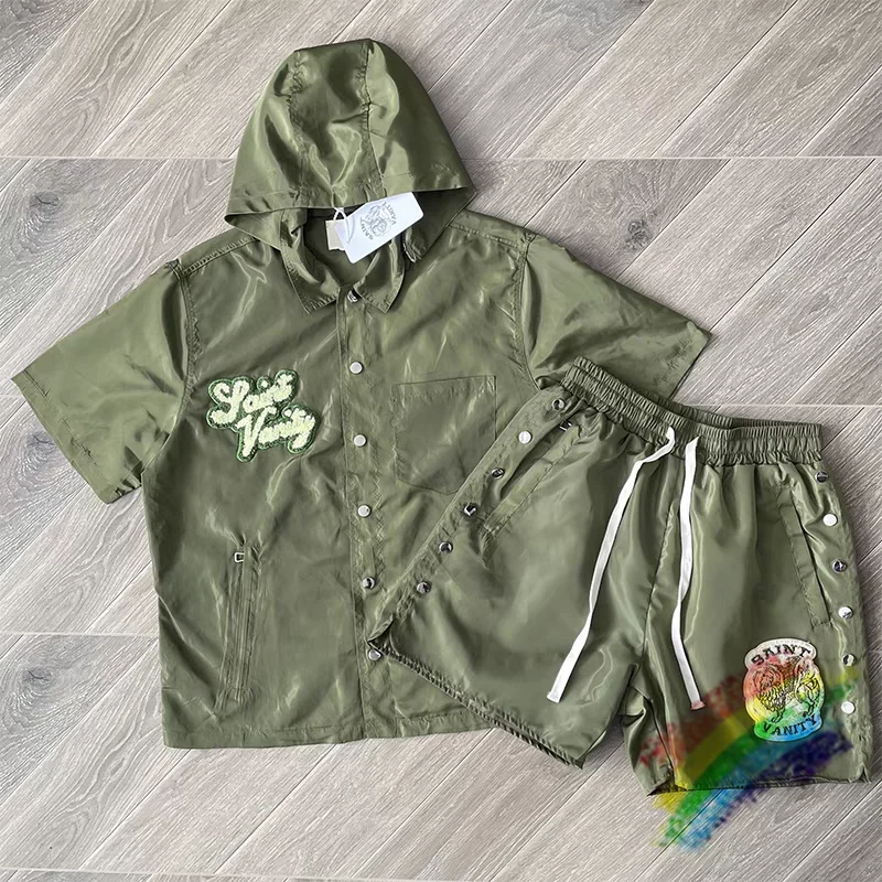 Green SAINT VANITY Windbreaker T-Shirts Best Quality Embroidered Summer Style Casual Sports T Shirt Tee Tops