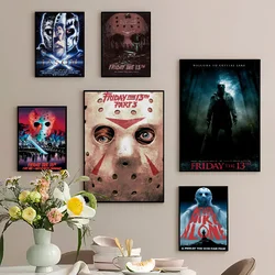 Orror Movie Friday the 13th Classic Movie poster adesivo di carta impermeabile Coffee House Bar Decor Art Wall Stickers