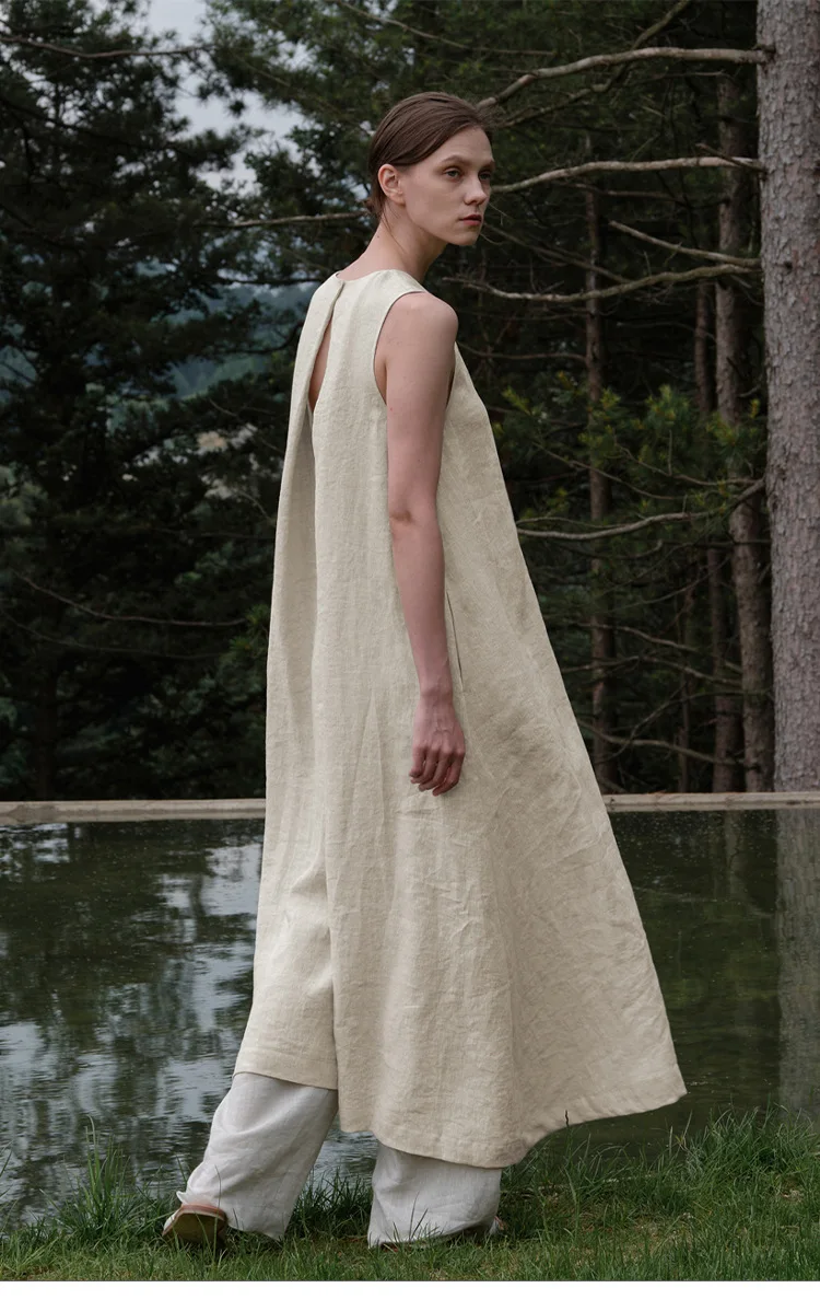 chinese dress ladies Tulip Sleeve Linen Dress