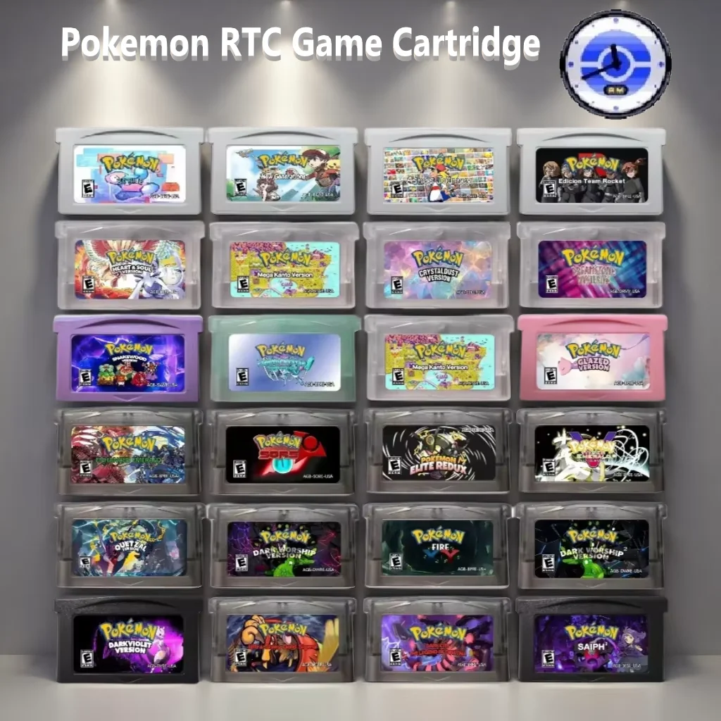 GBA English Game Cartridge , Pokémon Series RTC Game Cartridge, Light Platinum, Fire XY,Dark Worship2,GBA ROM Modified Version