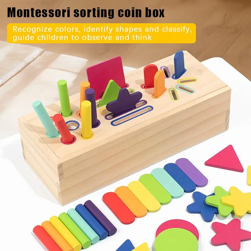 Montessori 3D Wooden Geometric Solids Set Educational Shapes Toy Color Sorting Block Game for Children Math Learning