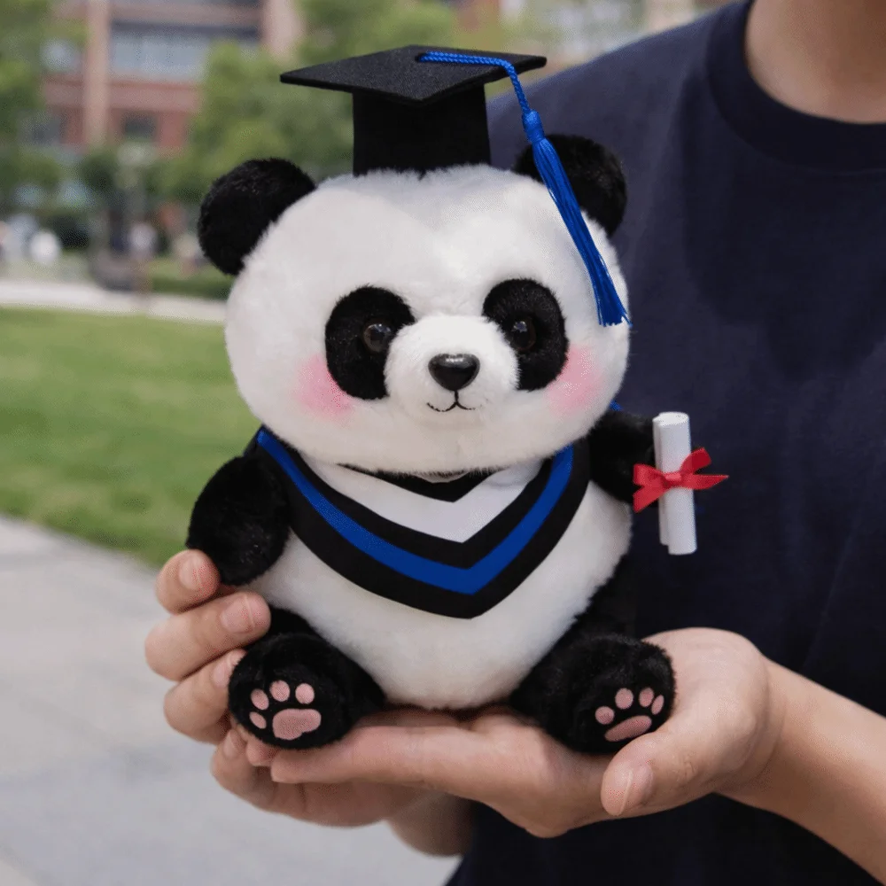 

Kawaii Style 25cm Graduation Panda Cute Cartoon Stuffed Animal with Doctoral Cap Soft Doctor Hat Panda Graduation Season