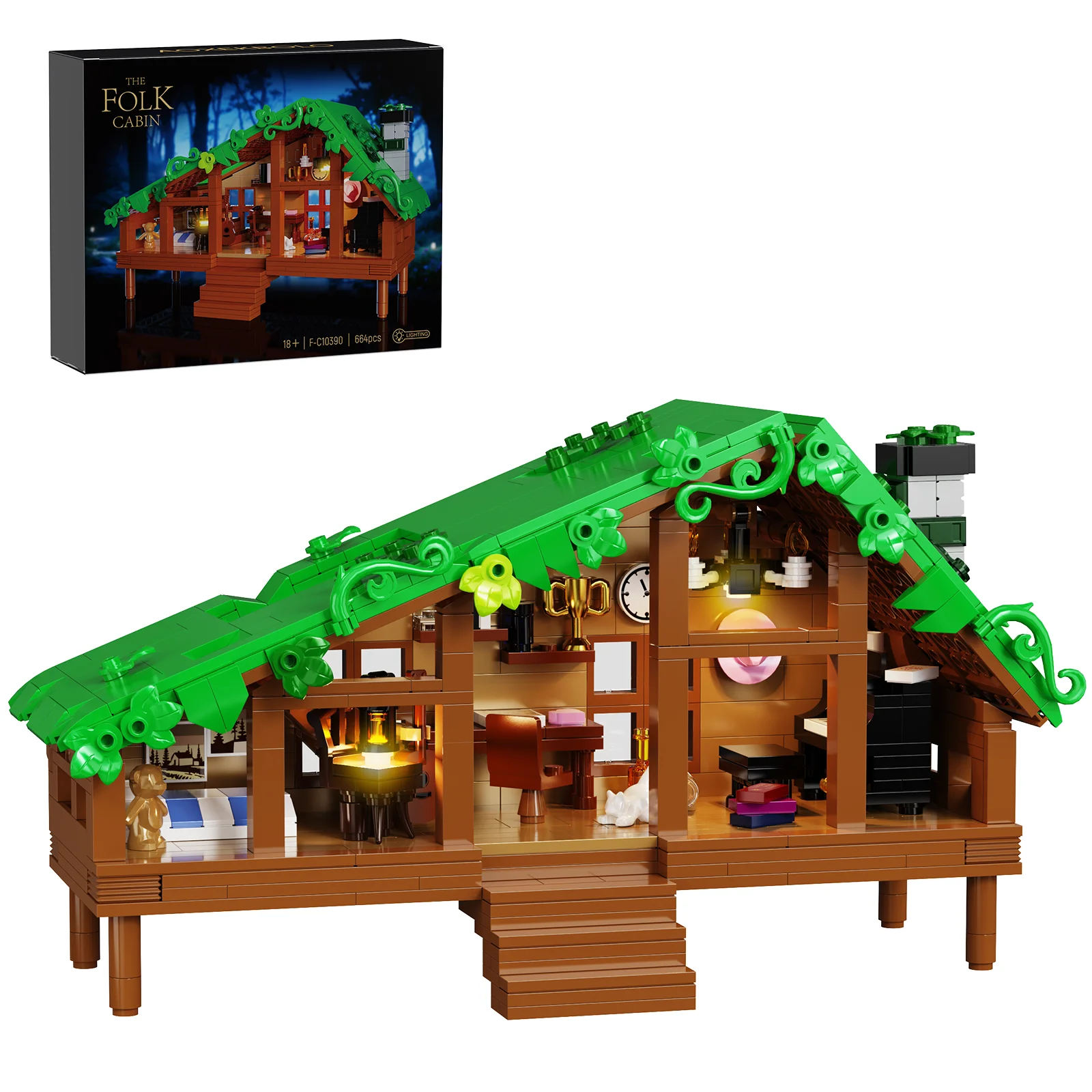 Folk Cabin Forest House Building Blocks Set Home Decor Desktop Ornament Display Model Creative Room Decoration Gifts Teens Adult