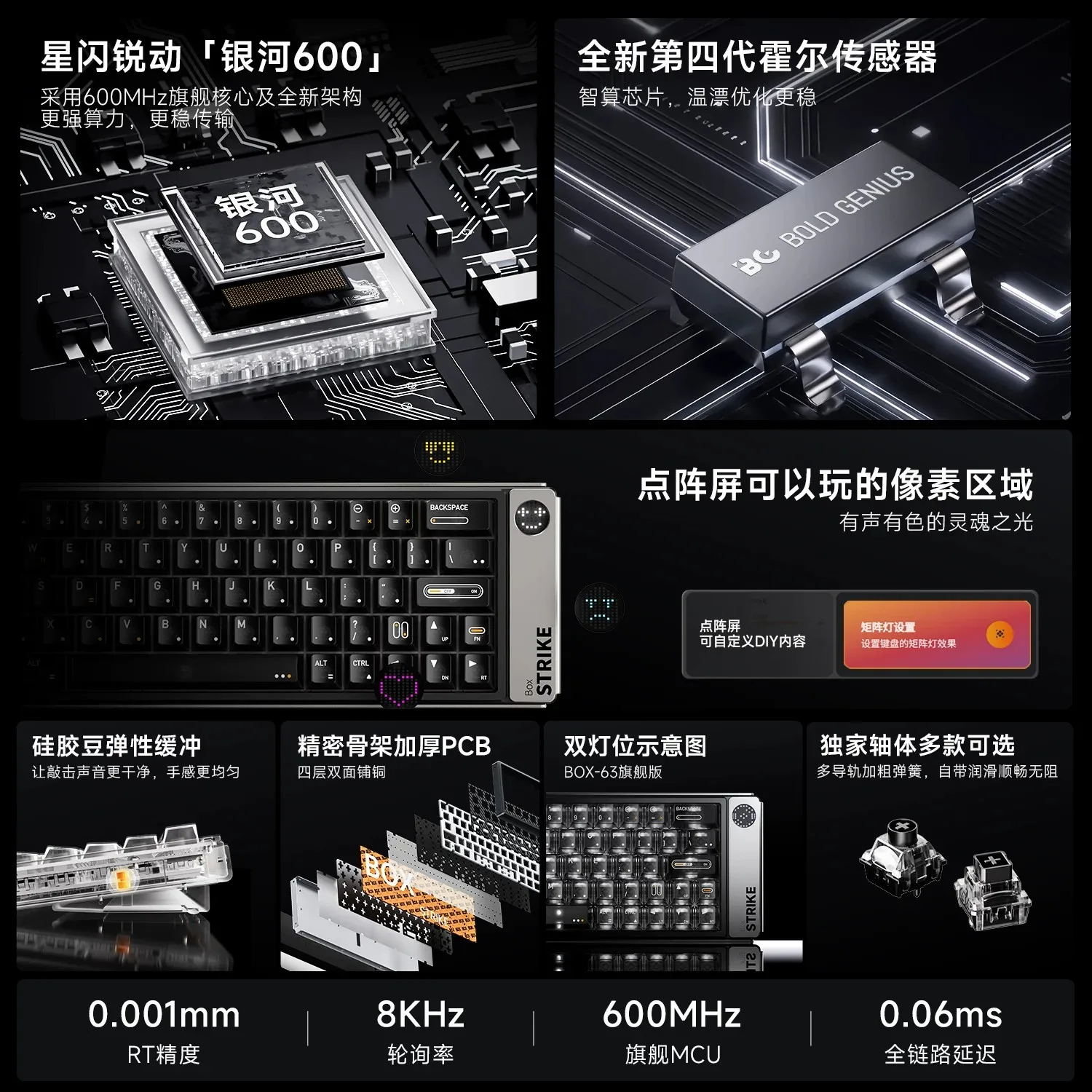 AULA BOX63 Custom Mechanical Keyboard Hall‑Effect Magnetic Switch CNC Full Aluminum Shell 63‑Key FPS Esports Gaming Keyboard