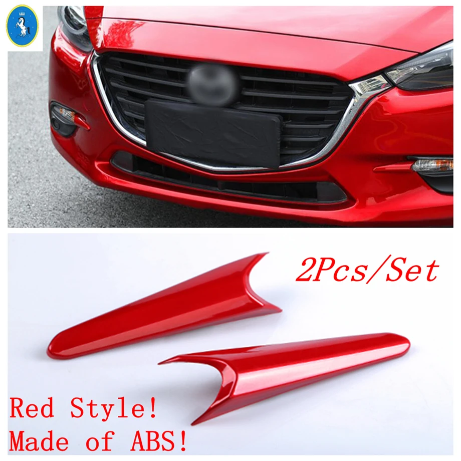 ABS Auto Front Bumper Fog Lights Lamps Eyelid Eyebrow Cover Trim For Mazda 3 Hatchback Sedan 2017 2018 Red / Carbon Fiber Look