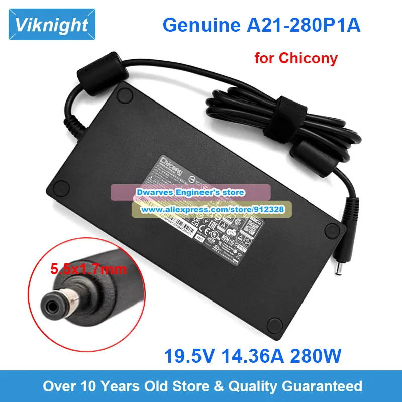 A21-280P1A AC Adapter 19.5V 14.36A for Nitro 5 AN515-58 Gaming Laptop Charger 5.5x1.7mm