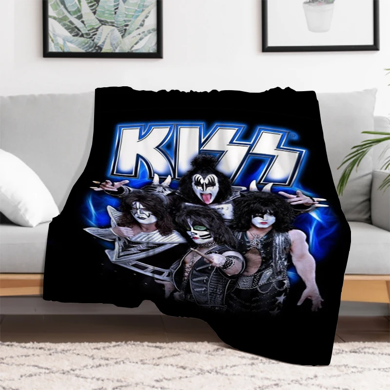 Kiss Heavy Metal Band Blanket Warm Blanket Sofa Blankets & Throws Furry Bedspread on the Bed Knee Throw Double Fluffy Soft Home