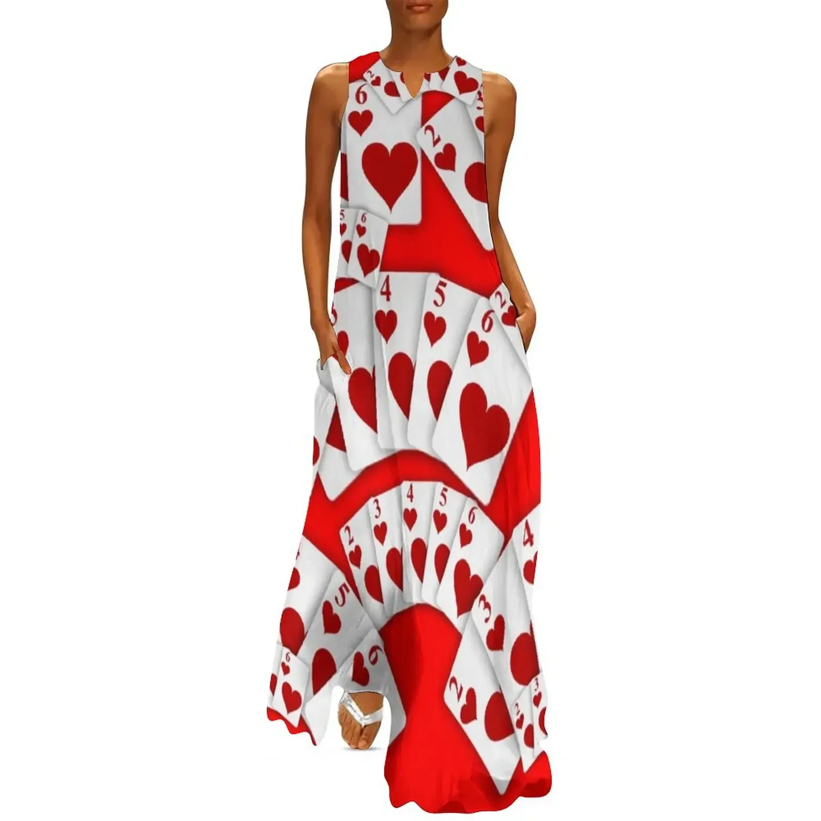 

DECORATIVE RED ROYAL FLUSH IN HEARTS Long Dress Woman clothes Evening dresses Dresses Women's long dress Dress