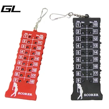 18-Loch Golf Stroke Putt Score Counter Golf Score Indicator mit Schlüsselanhänger, Golf Score Counter Schwarz Rot