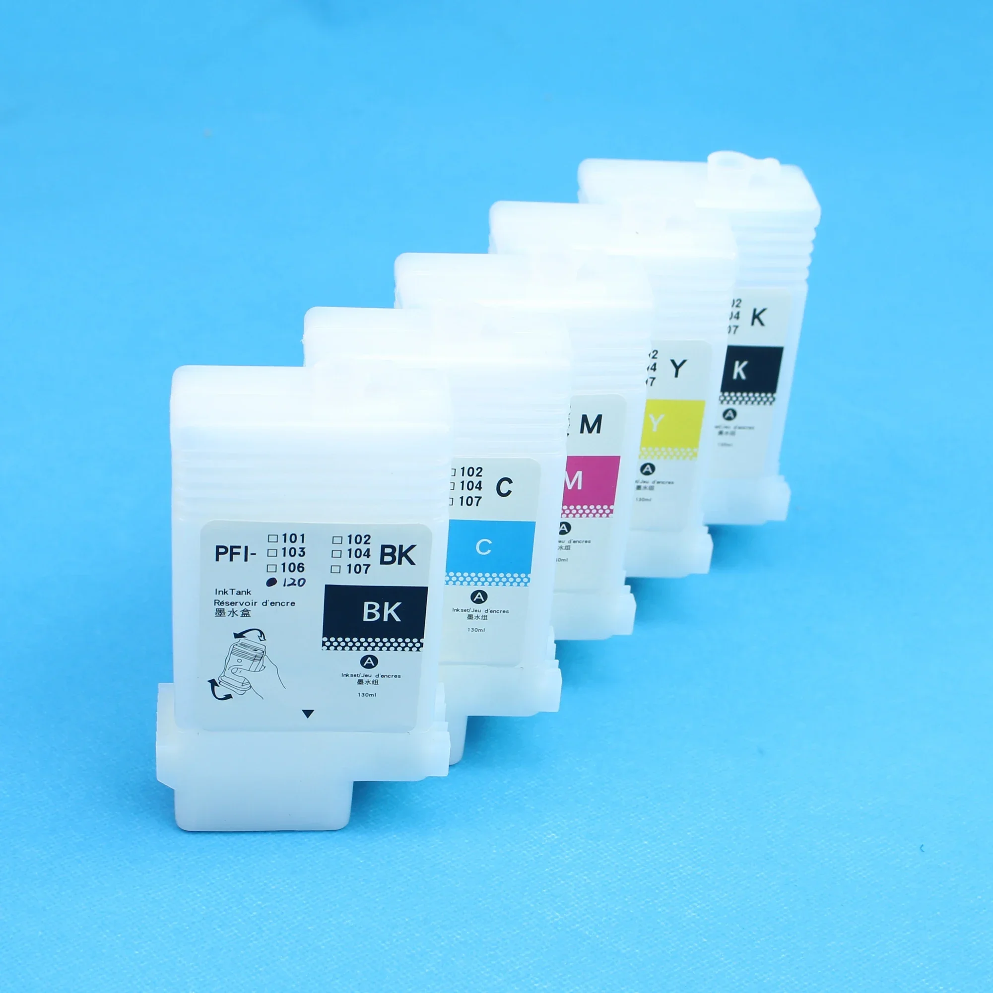 130ml PFI-102 PFI102 PFI-102 Refillable Ink Cartridge For Canon IPF500 IPF510 IPF600 IPF605 IPF610 IPF700 IPF710 IPF720 5 Color