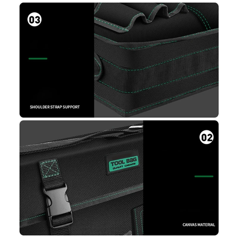 K1KA Reliable Tool Bag Sturdy Canvas Material with Zipper Closure Wear Resistant Rubber Base Suitable for Hand/Power Tools