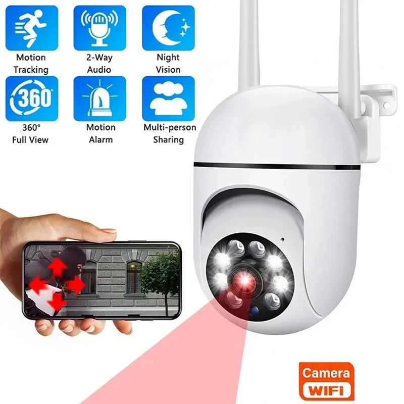 Câmera WiFi de parede 1080P HD Night Vision 2.4G hotspot 360 °   Câmera inteligente de vigilância de segurança com monitor antirroubo giratório para telefone