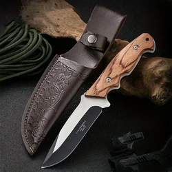 Wilderness survival self-defense knife, portable mini pocket knife stainless steel fruit knife meat knife suitable for outdoor