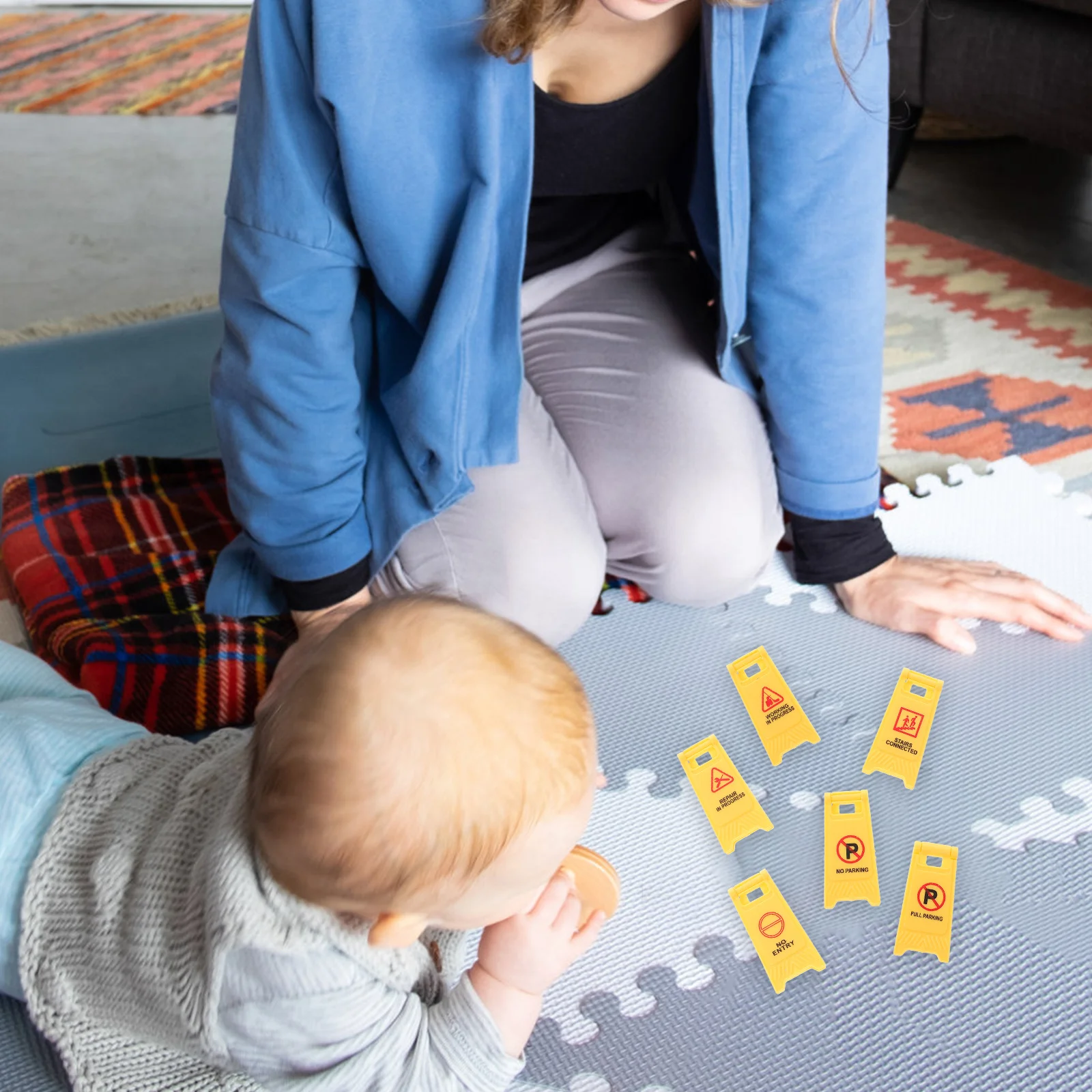 1Set Traffic Sign Children Cognition Plastic Roadblock Simulation Mini Traffic Indicators Educational Set