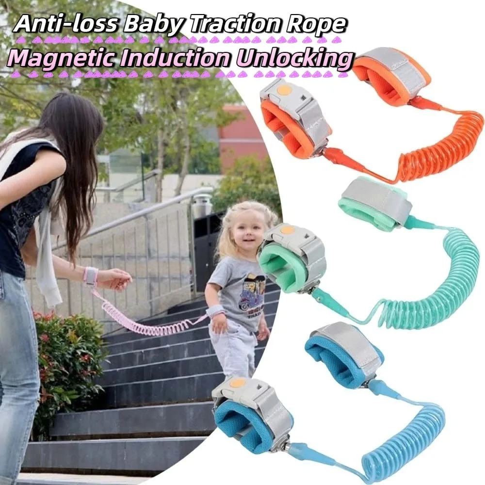 

Steel Wire Baby Traction Rope Adjustable Breathable Children Harness Soft Magnetic Induction Unlocking Anti-lost Wrist Link Band