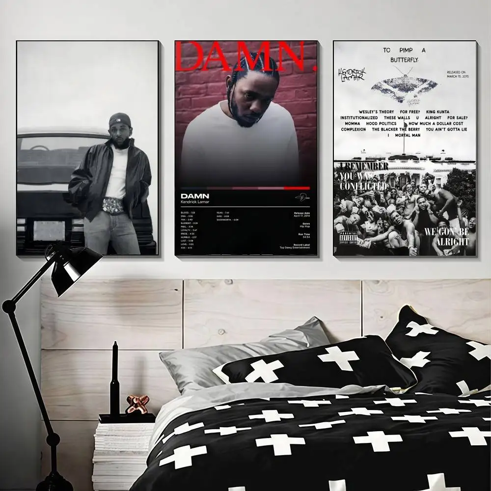 Hot Singer Kendrick Lamar Album High-End Fashion Poster Sticker for Living Room Entryway Luxury Home Decor