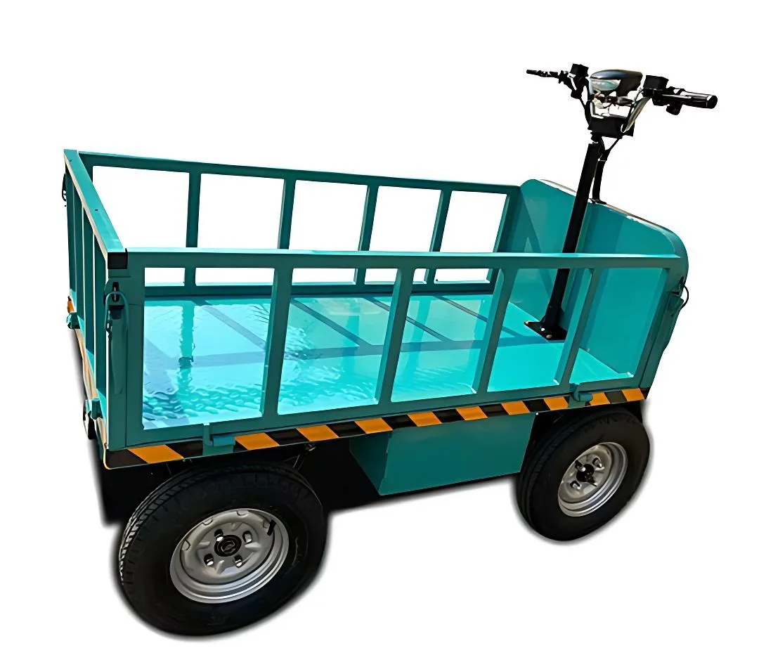 China Supplier Farm Transport Cargo Flatbed Electric Four-Wheel Steel Mesh Platform Trolley OEM