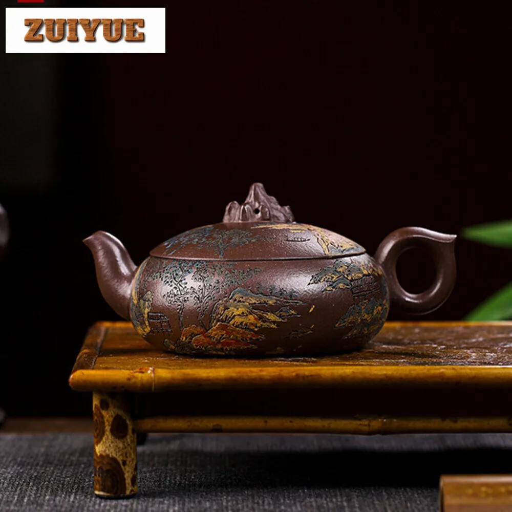 

270ML High-end Yixing Purple Clay Teapots Handmade Pot Raw Ore Purple Mud Kettle with Filter Chinese Zisha Tea Set Cha Ornaments