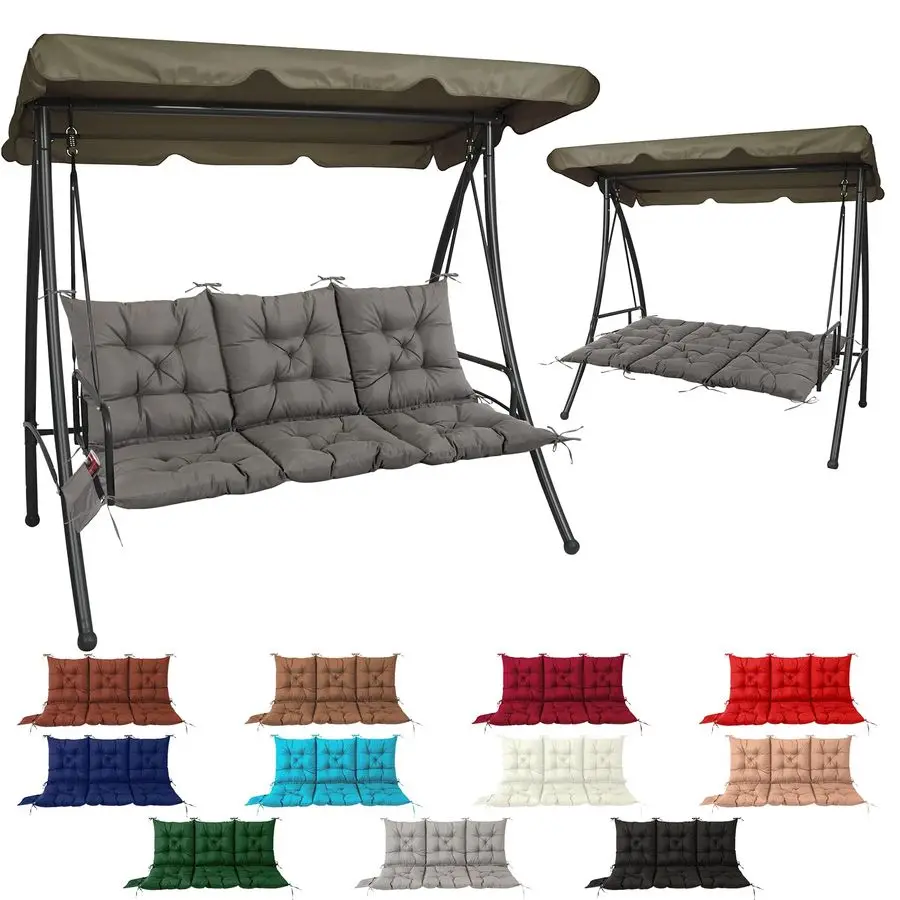 

3 Seat Cushion for Outdoor Swing 60x40 inches, 4 Thick Porch Swing Cushions with Ties and Storage Bag, Waterproof Bench Cushions