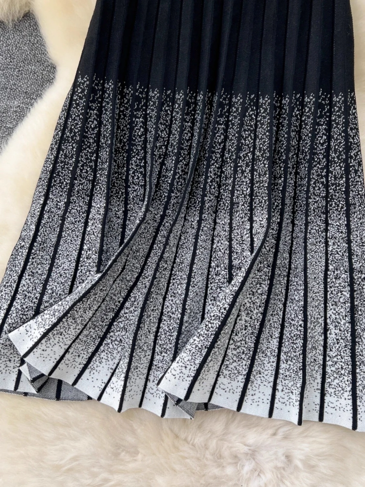 Faldas De retales para Mujer, ropa De cintura alta, corte en A, Saia Vintage coreano De punto, Jupe 2021, Faldas para Mujer De Moda Y2k, Falda plisada