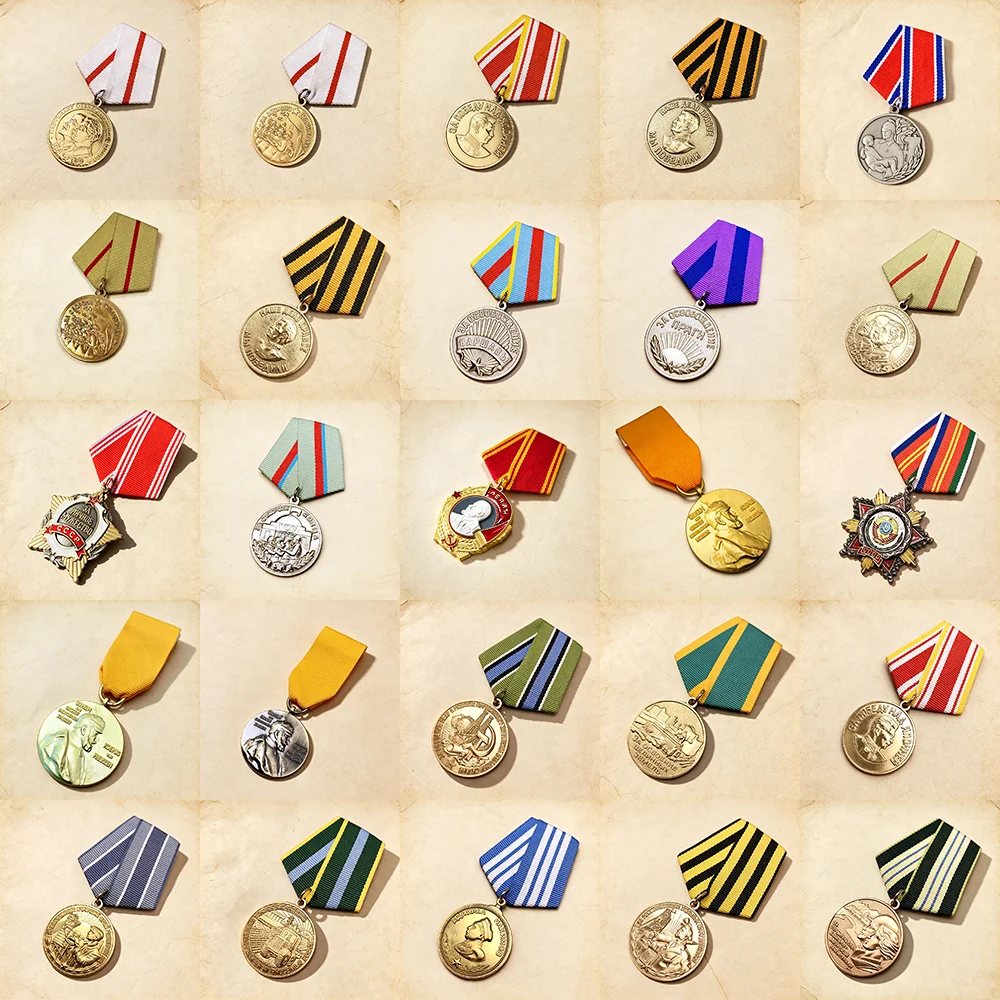 36 Optional Badges CCCP Soviet History Woven Ribbon Badge Copper Medal Pin Style Badges Collection Decoration Crafts Gifts