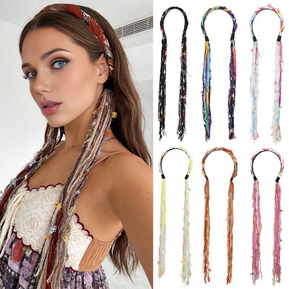 Long Tassel Hairband Boho Long Tassel Headband Handmade Rope Hair Hoop Band Retro Bohemian Hair Accessory for Women Girls Retro