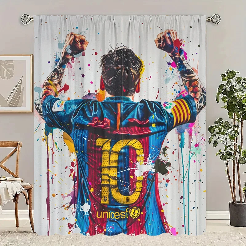 

Various Football Number 10 Players -2 pieces - Printed curtains, 100% polyester, suitable for home decor (excluding poles)