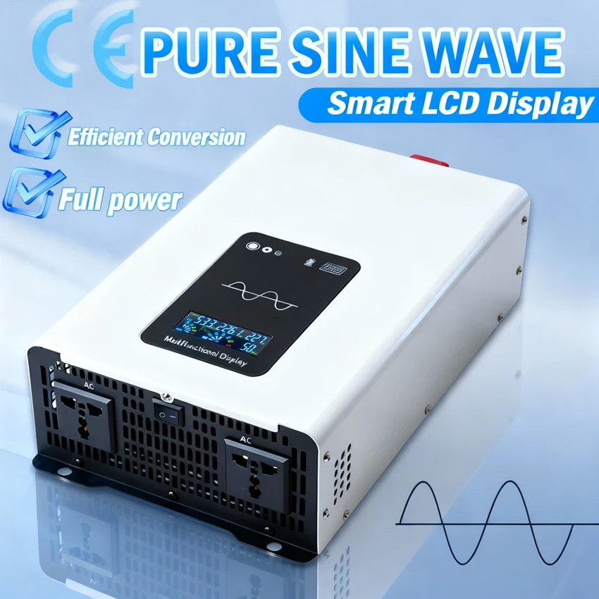 

3500W 5000W 6000W 8000W Pure Sine Wave Inverter DC 12V 24V To AC 220V Off Grid Inverter Portable Converter Solar Car Inverter