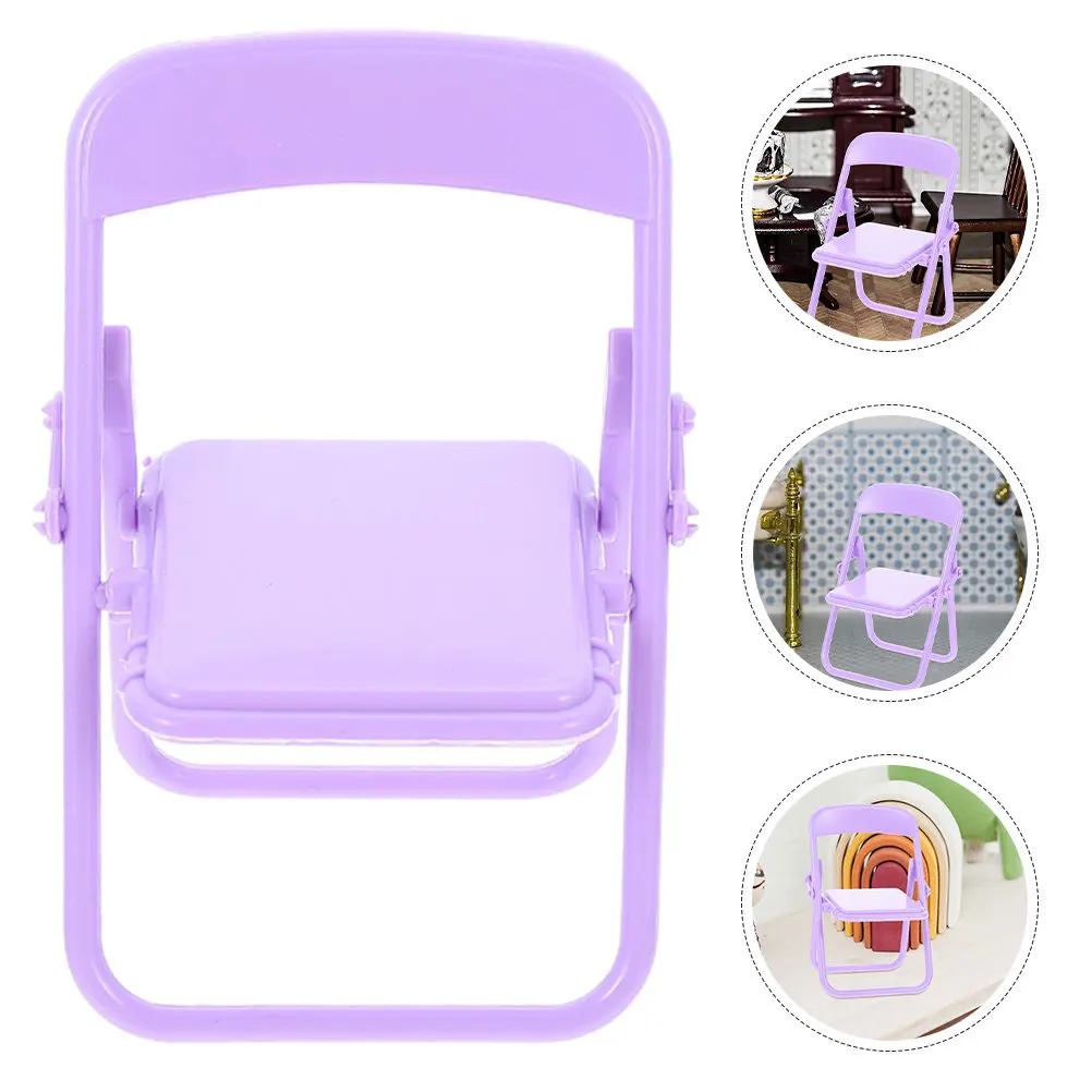 

Набор из 3 миниатюрных складных стульев, реалистичная мебель для кукольного домика, декор для фотосессий, микро-мебель