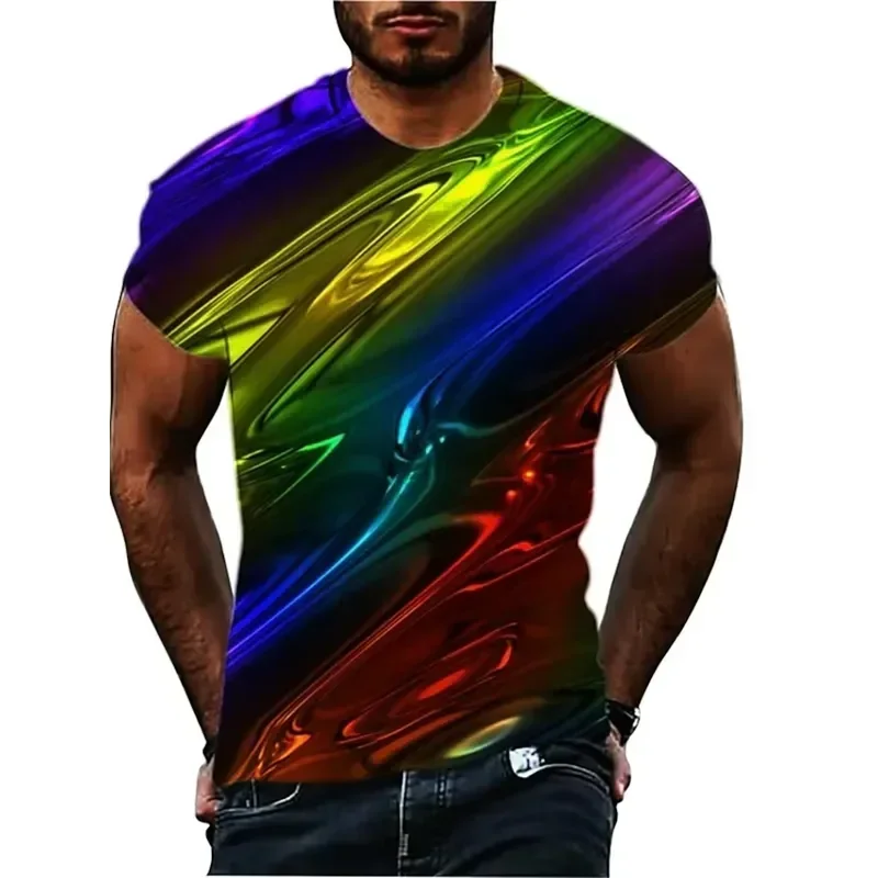 3D Digital Print Men's Geometric Optical Illusion T Shirt 2026 New Arrival Short Sleeve Crew Neck Plus Size Casual Sport Tees